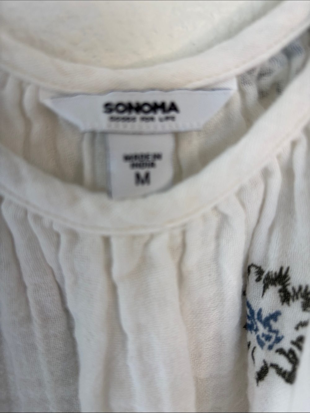 Sonoma White Floral Embroidered Ruffle Tank Top -333sku - Picture 2 of 6